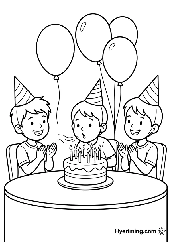 생일 케이크 초 불기 색칠공부 도안