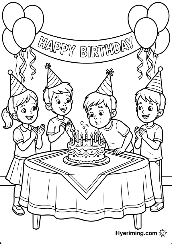 생일 케이크 파티 색칠공부 도안