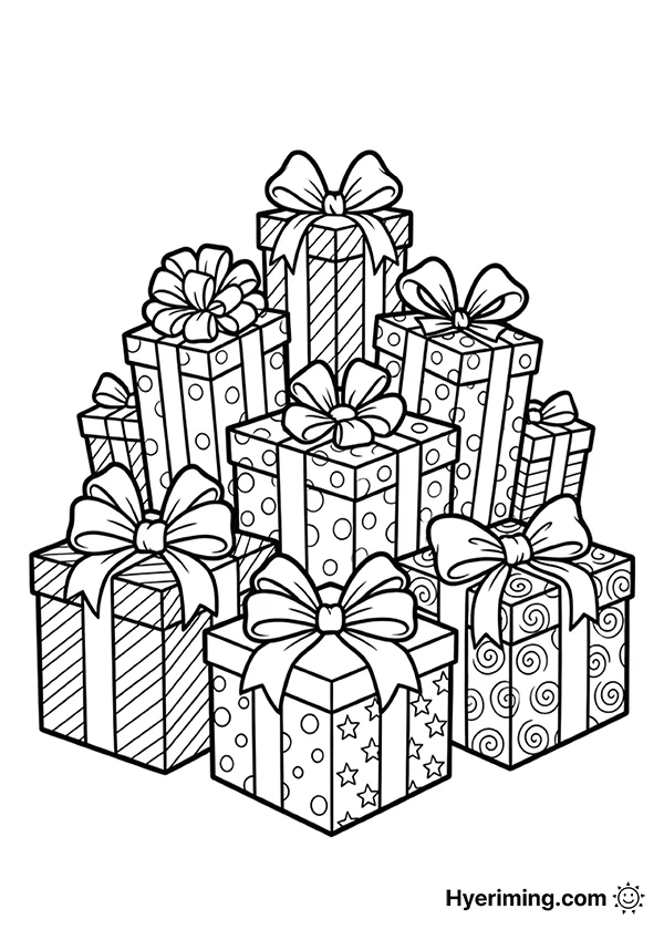 Gift Boxes Coloring Page