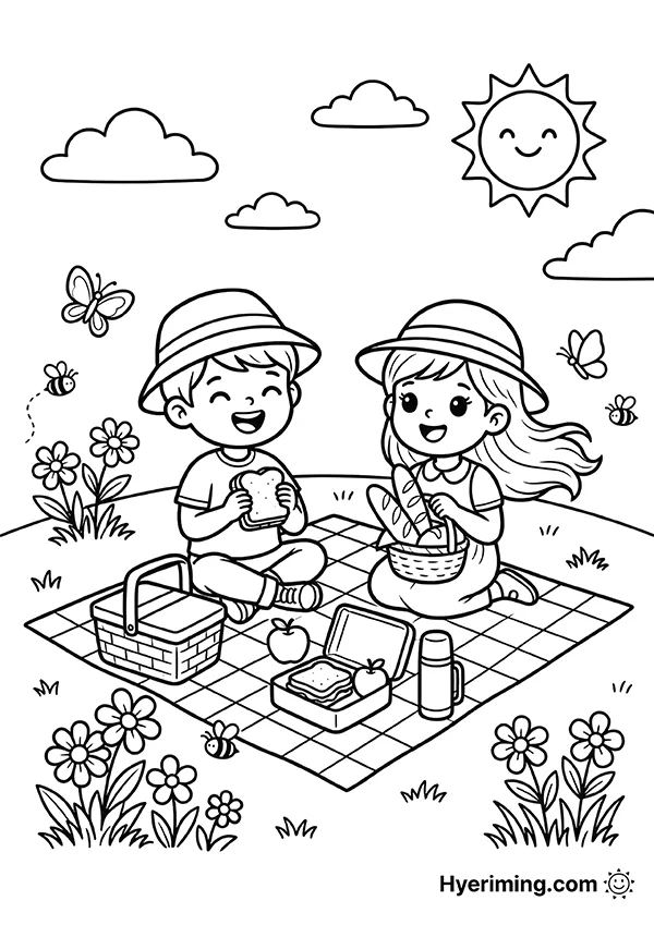 소풍 나온 아이들 피크닉 색칠공부