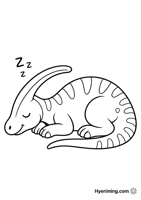 Parasaurolophus coloring page for kids free printable