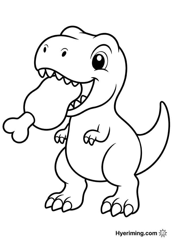 Tyrannosaurus eating meat coloring page free printable for kids