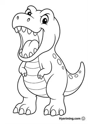 무료 색칠공부 도안 🦖 크게 하품하는 티라노사우루스 프린트 어린이 놀이