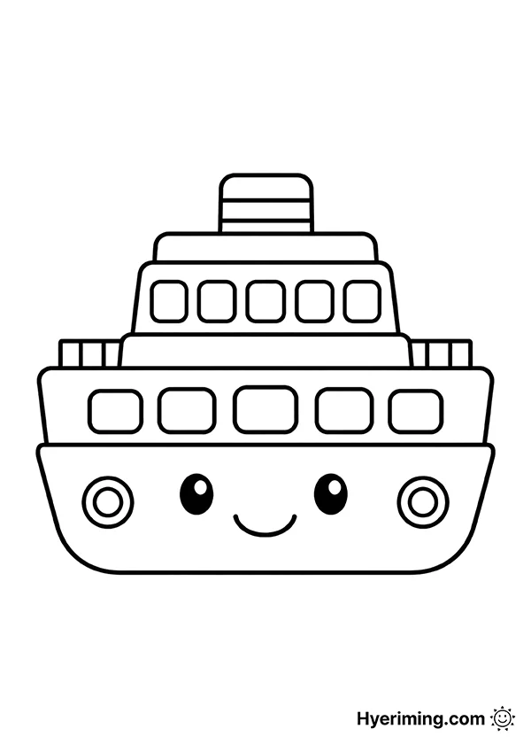 무료 출력 도안 ⛴️ 웃는 페리 색칠공부 배 교통수단 활동지