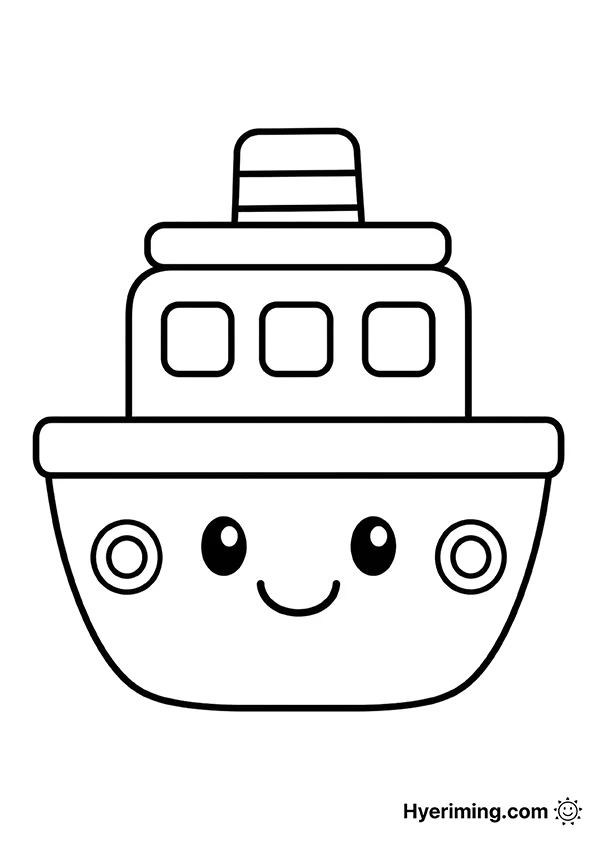 무료 색칠공부 도안 🚢 웃는 배 프린트 해상 교통기관 놀이