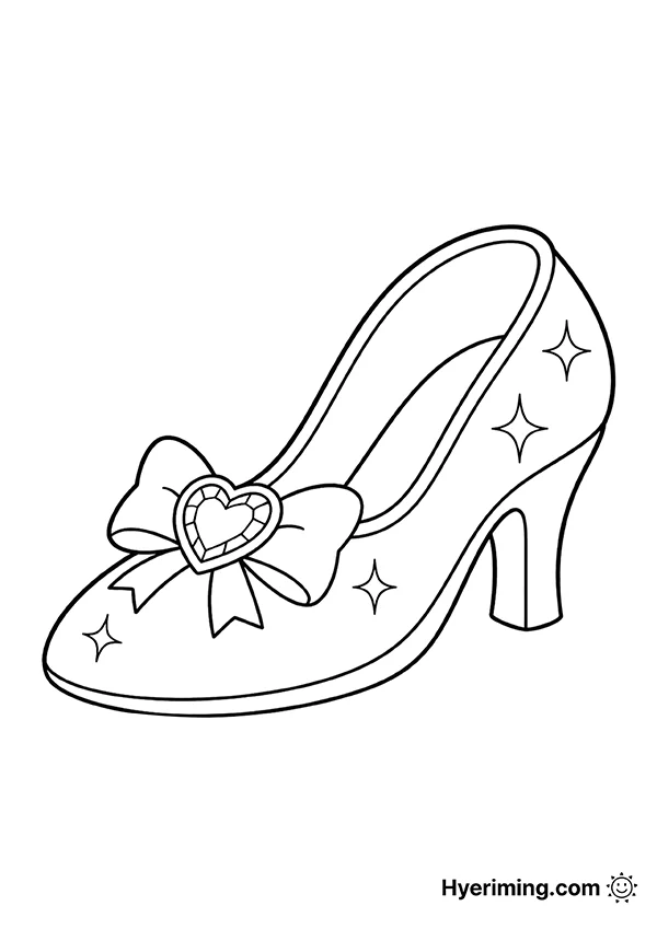 Princess glass slipper coloring page printable for kids