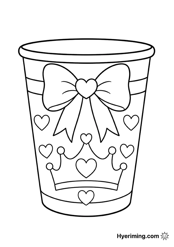 Princess cup coloring page printable for kids