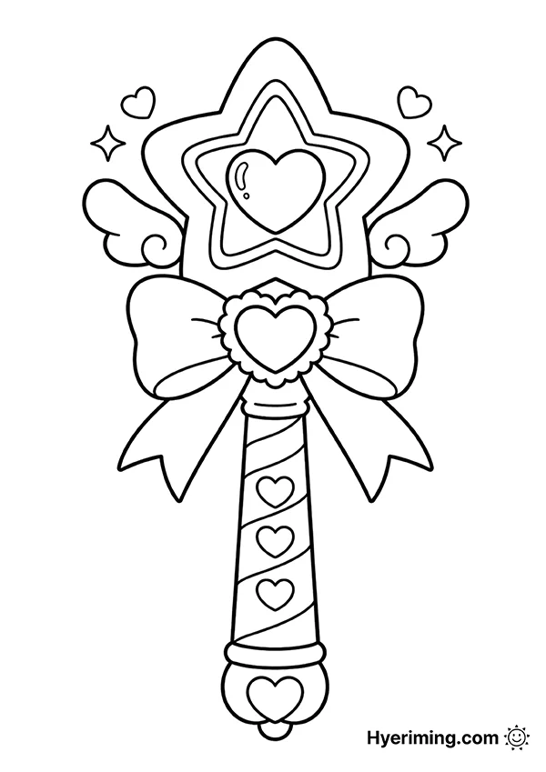 Princess star wand coloring page printable for kids