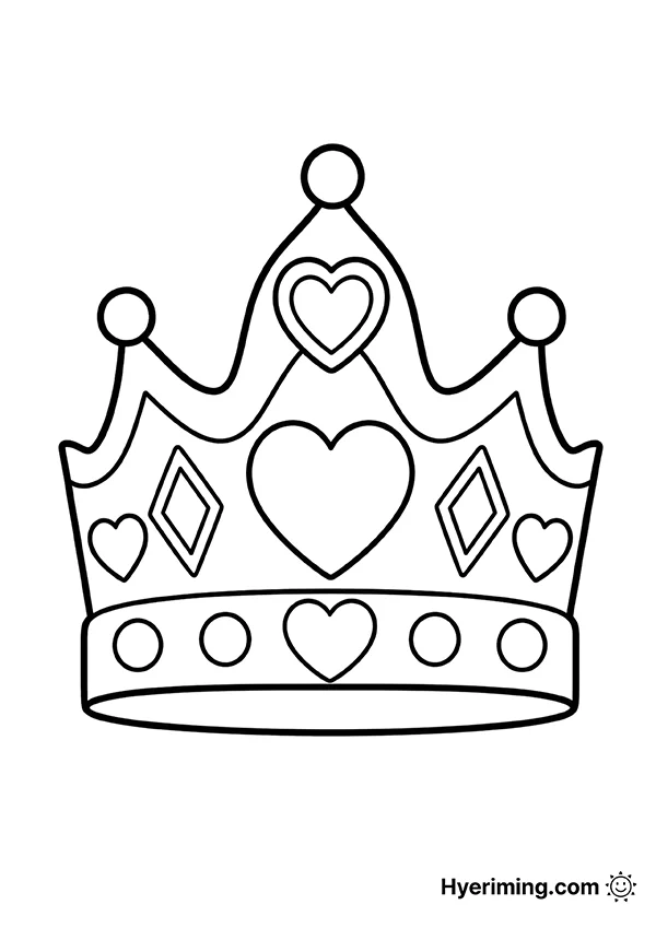 Princess crown coloring page printable for kids