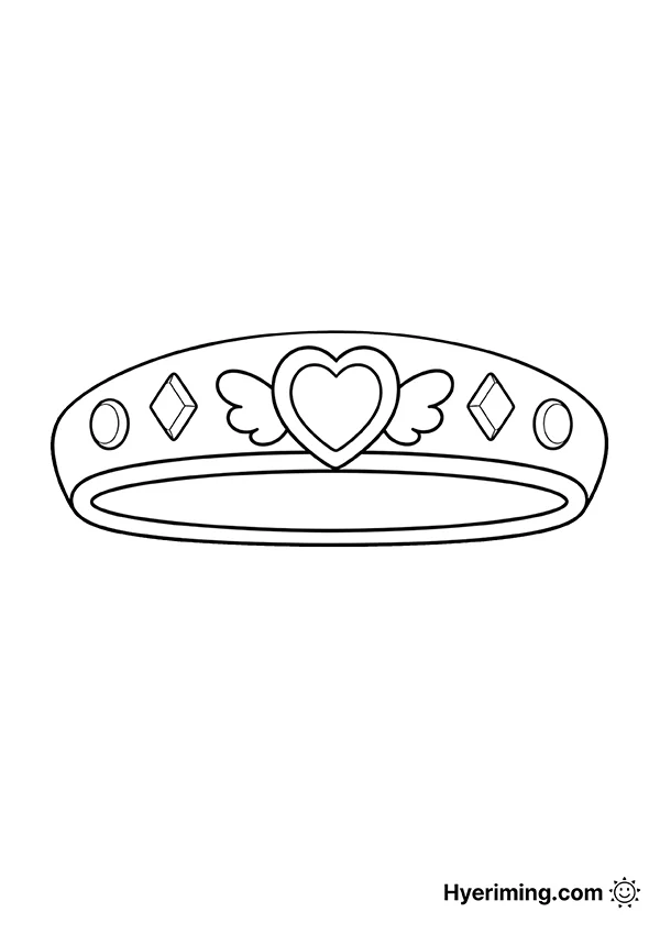 Princess ribbon ring coloring page printable for kids