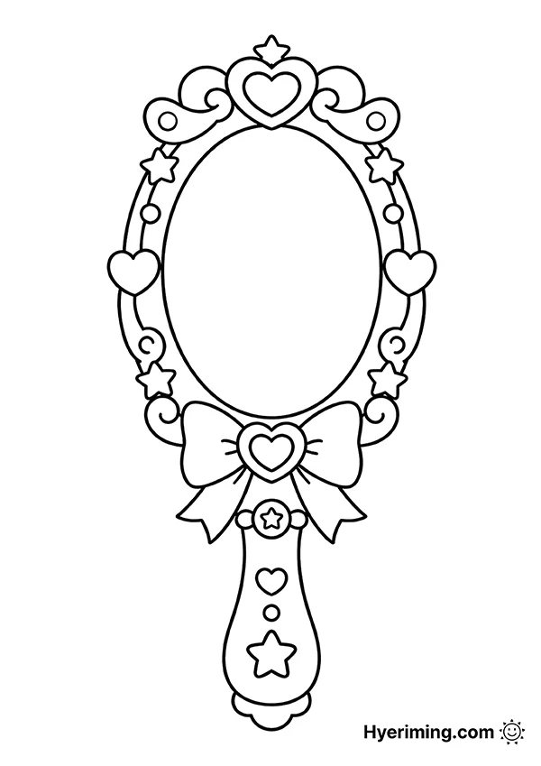 Princess hand mirror coloring page printable for kids
