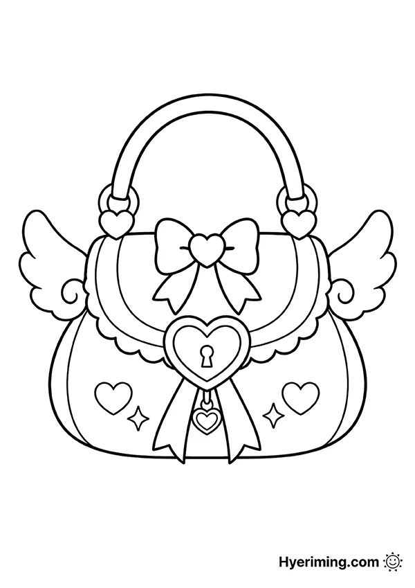 Princess bag coloring page printable for kids