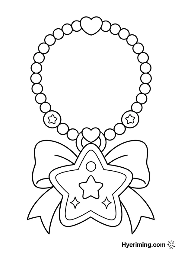 Princess necklace coloring page printable for kids