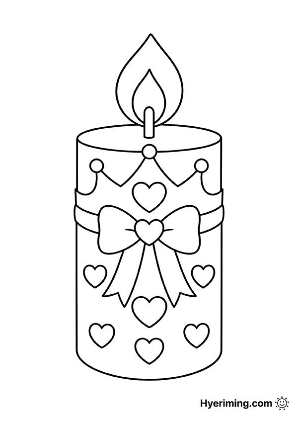 Princess candle coloring page printable for kids