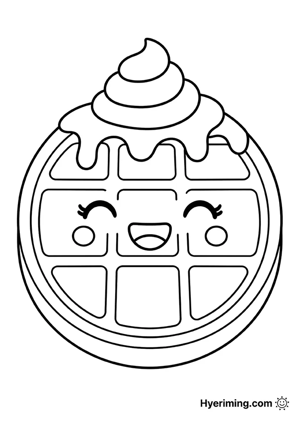 Waffle coloring page printable for kids