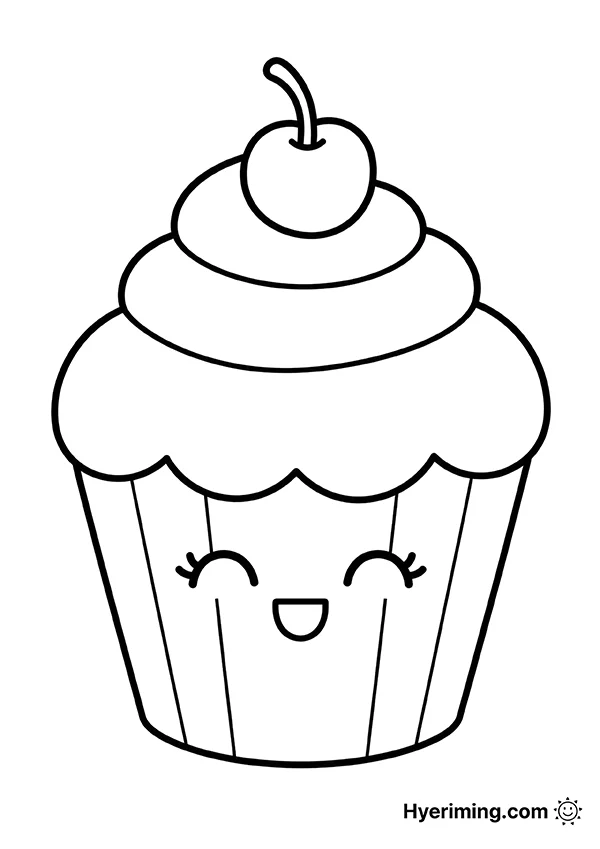 Cupcake coloring page printable for kids