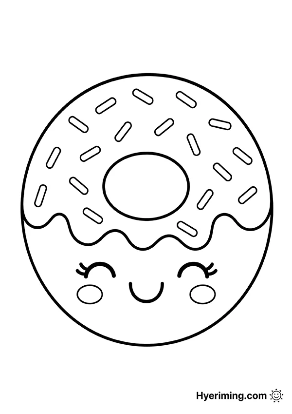Donut coloring page printable for kids