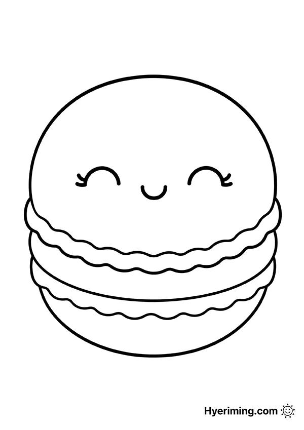 Macaron coloring page printable for kids