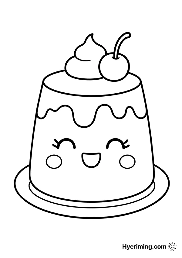 Pudding coloring page printable for kids