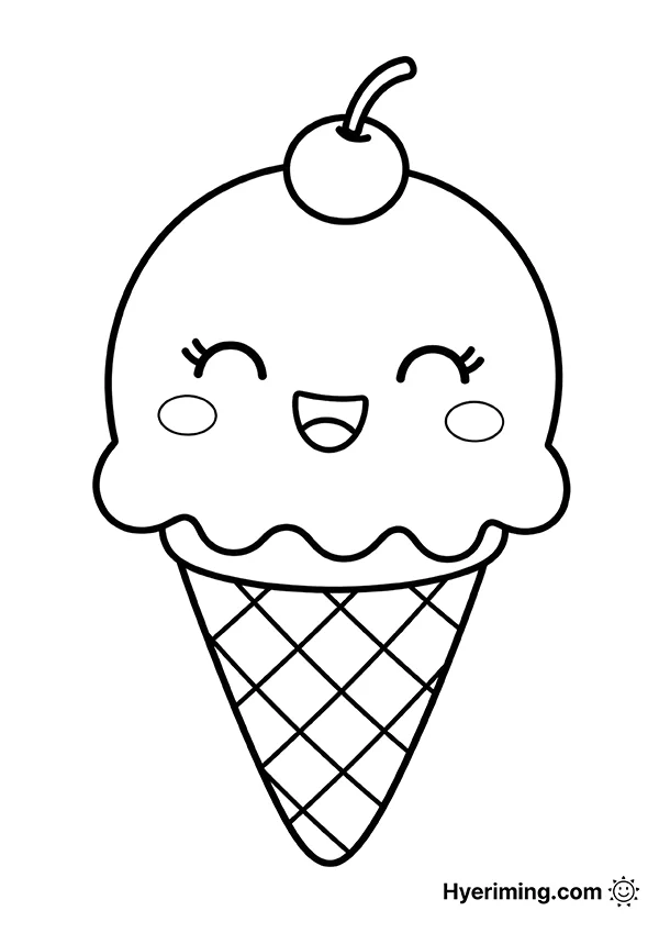 Ice cream coloring page printable for kids