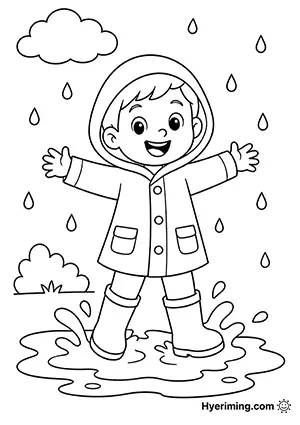 Rainy day coloring page free printable for kids