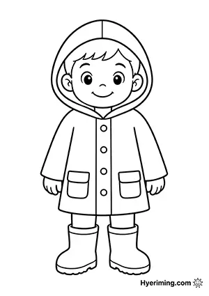 Raincoat child coloring page free printable for kids