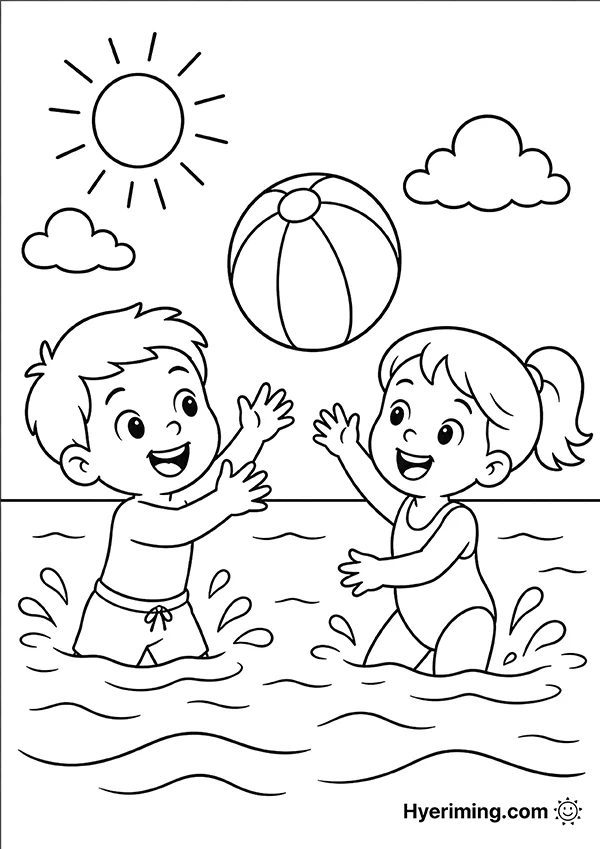 Beach ball coloring page printable for kids