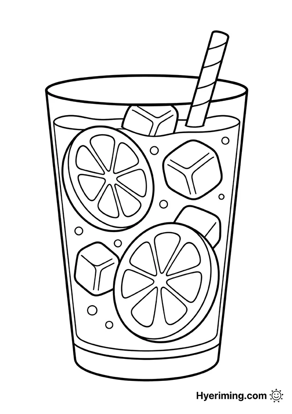 Lemonade drink coloring page free printable for kids
