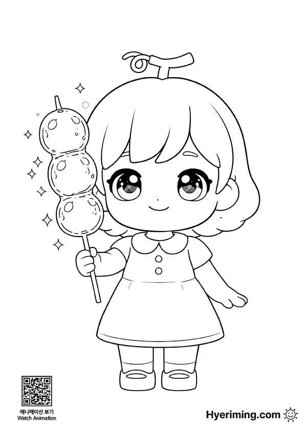 Free Coloring Page 🍈 Melon Tanghulu Coloring