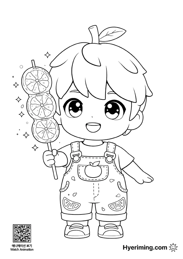 Free Coloring Page 🍊 Orange Tanghulu Mukbang Coloring