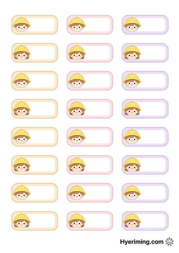 남자 여자 어린이 캐릭터 이름표 도안