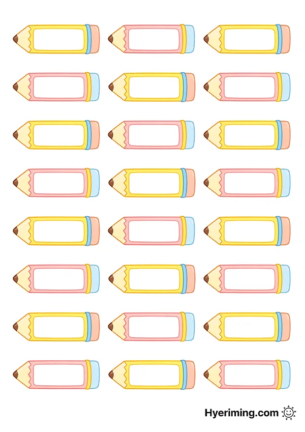 연필 일러스트 이름표 도안