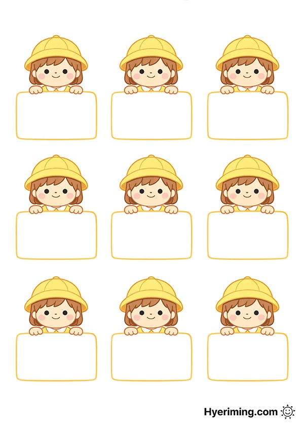 여자 아이 팻말 이름표 도안