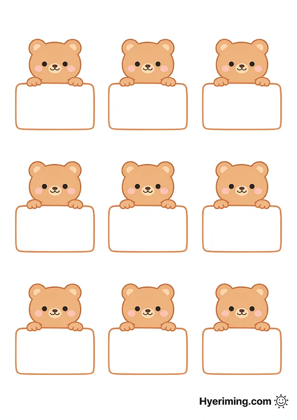 Bear Holding Sign Name Tag