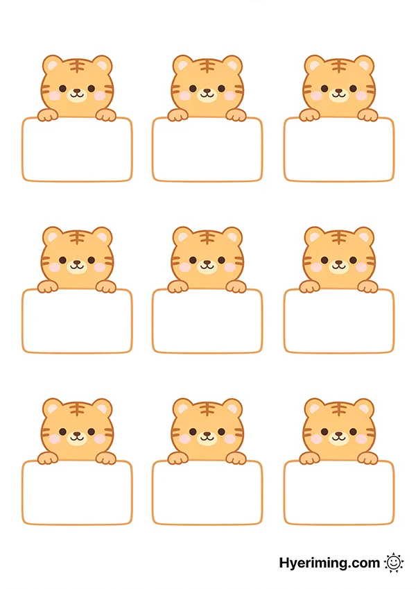 Tiger Holding Sign Name Tag