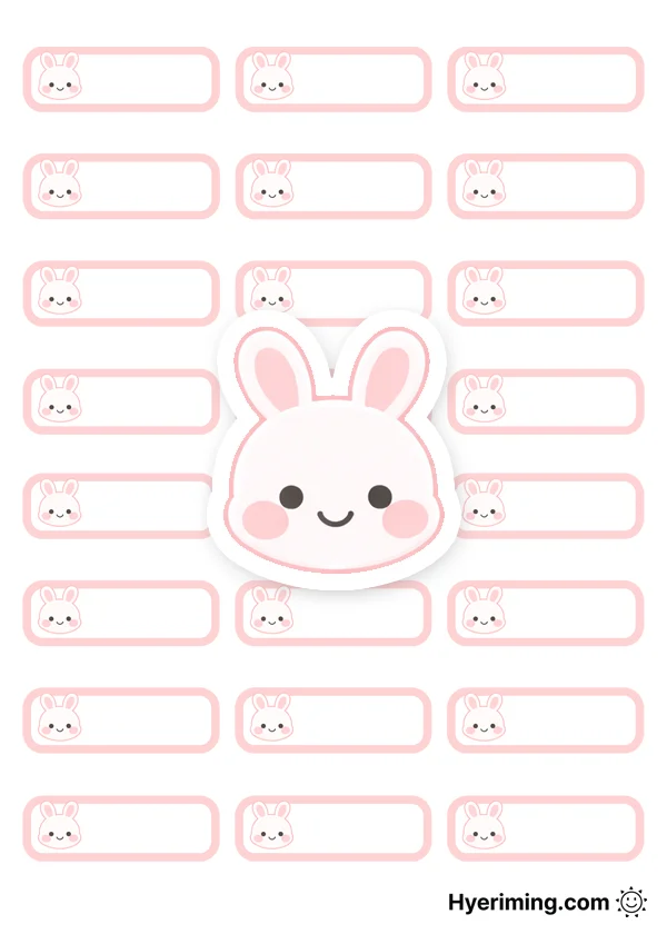 Round Rabbit Face Name Tag