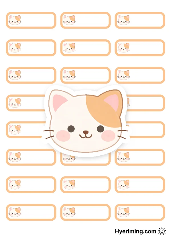 Round Cat Face Name Tag