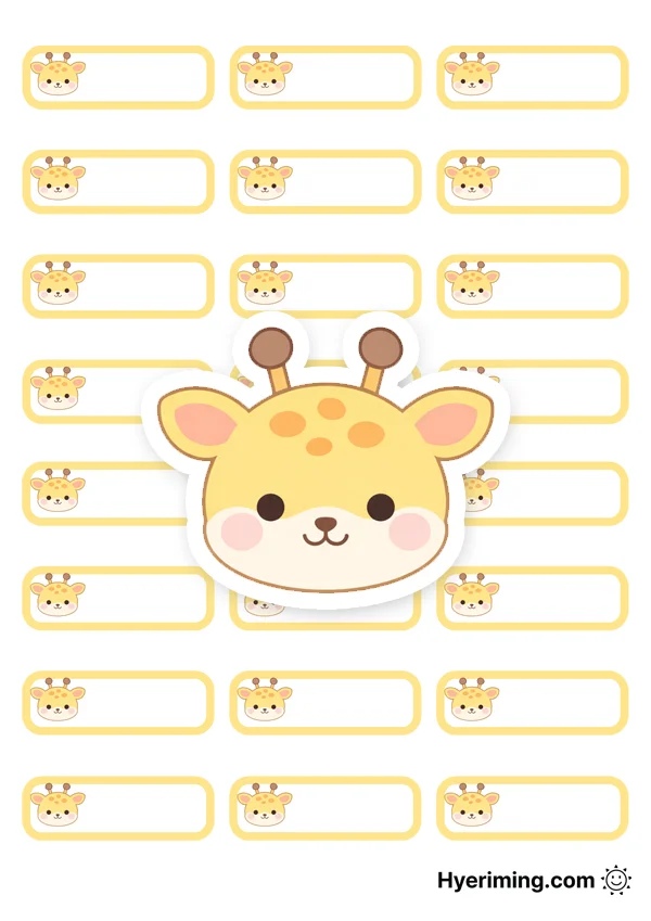 Round Giraffe Face Name Tag