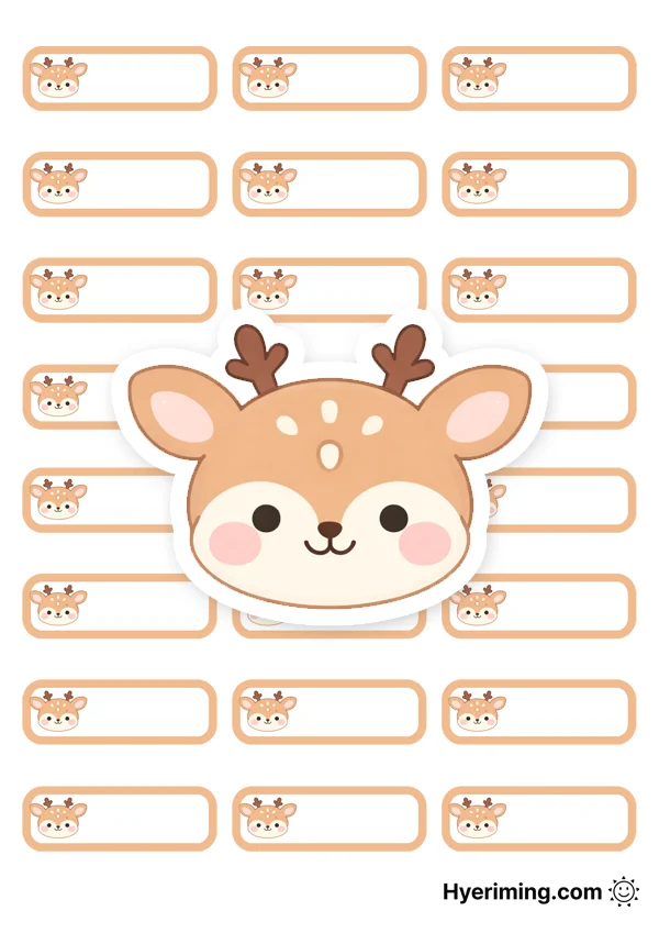 Round Deer Face Name Tag