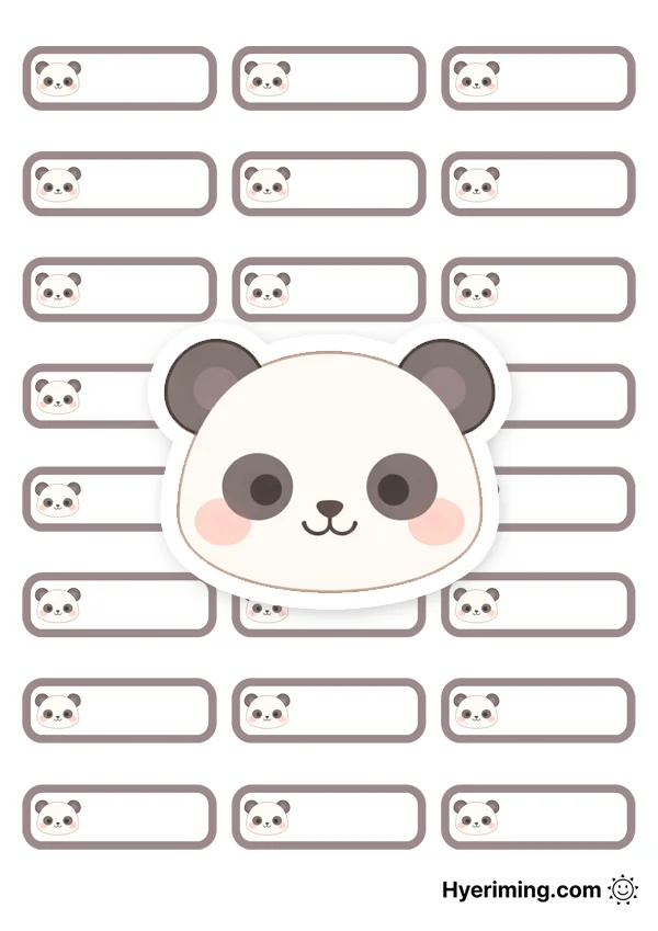 Round Panda Face Name Tag