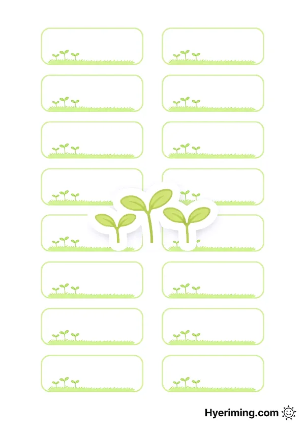 새싹 3개 심플 네임택 도안