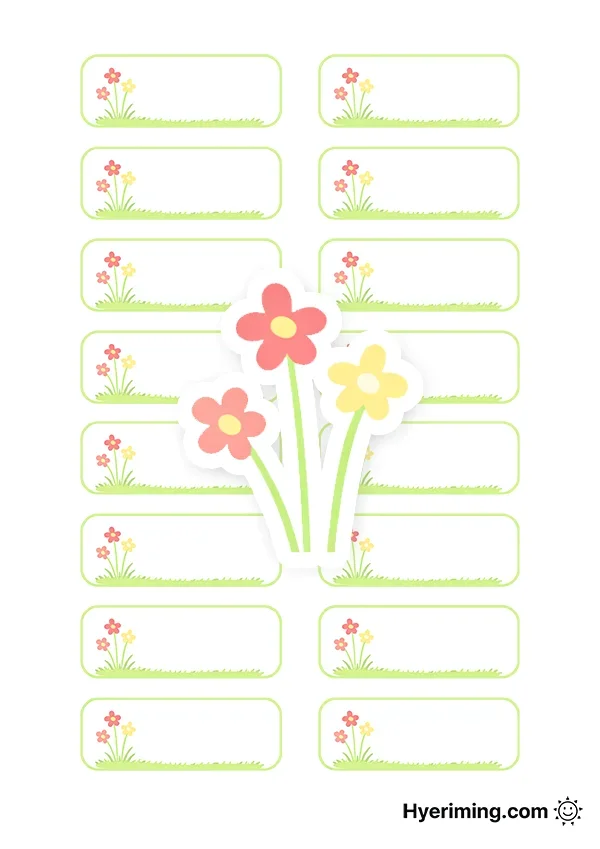 꽃 3송이 라운드 이름표 도안