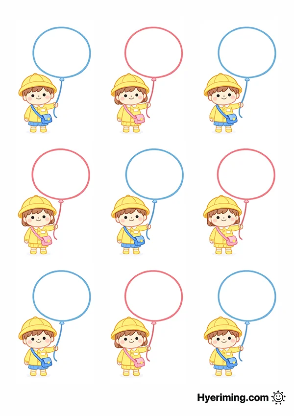 Kids Holding Balloon Name Tag