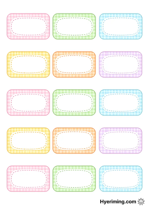 Pastel Check Basic Name Tag Design