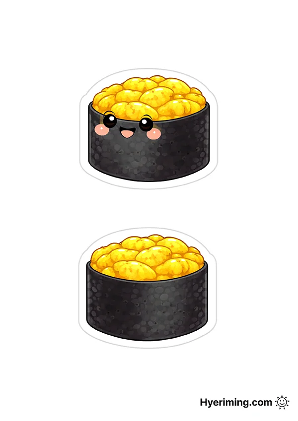 성게알 군함 종이 스퀴시 도안