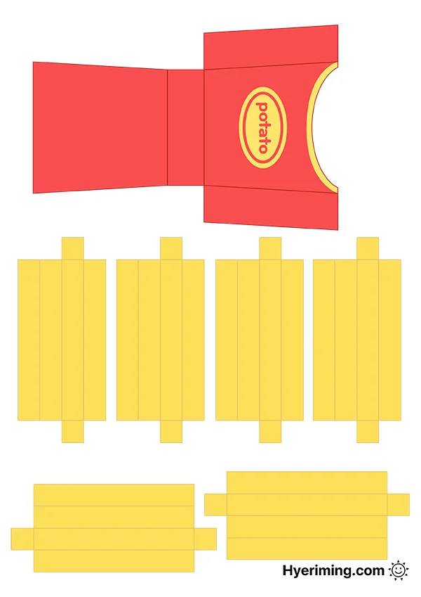 감자튀김 종이 스퀴시 도안