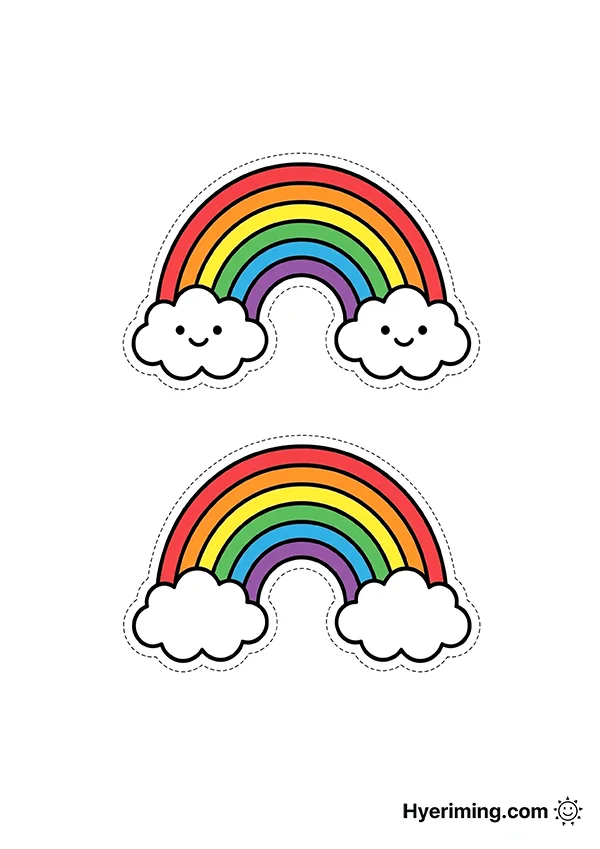 무지개 구름 종이 스퀴시 도안